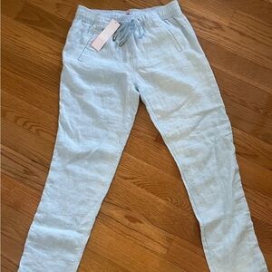 Lilly Pulitzer Taron Linen Pants NWT, Sz Sm, NWT. Celestial Blue x Resort White